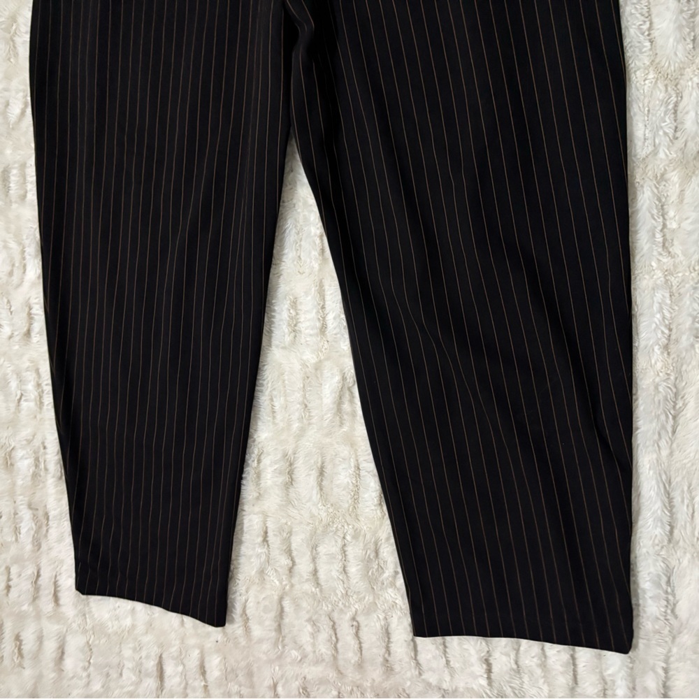 NWT HALARA Black Dress Pants Mid Rise Barrel Leg Stripe Pants - Picture 9 of 16